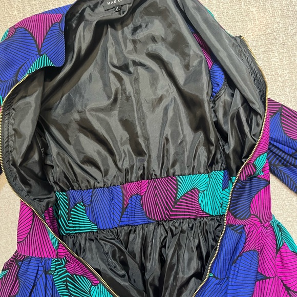 Mae Oti African Ankara Wax Print Peplum Top Full Zip Blouse Size S - Picture 10 of 17